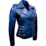 Zenith Motorcycle Blue Leather Jacket