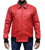 Drakes Albanian Flag Red Leather Jacket