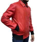 Drakes Albanian Flag Red Leather Jacket