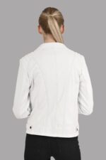 Alia Biker White Leather Jacket