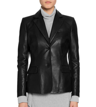 Cora Black Leather Blazer