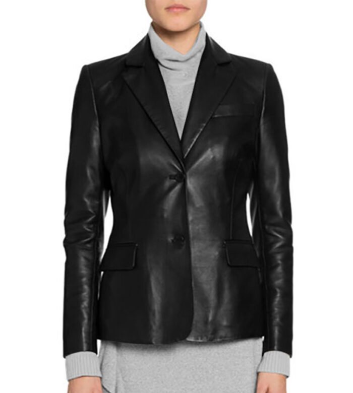 Cora Black Leather Blazer