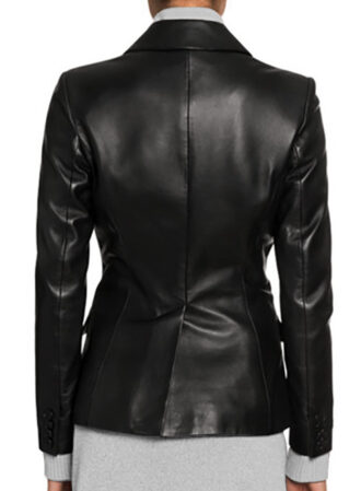 Cora Black Leather Blazer