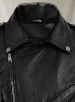 Eaton Black Zippered Biker Leather Jacket