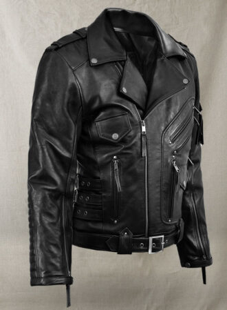 Eaton Black Zippered Biker Leather Jacket