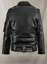 Eaton Black Zippered Biker Leather Jacket