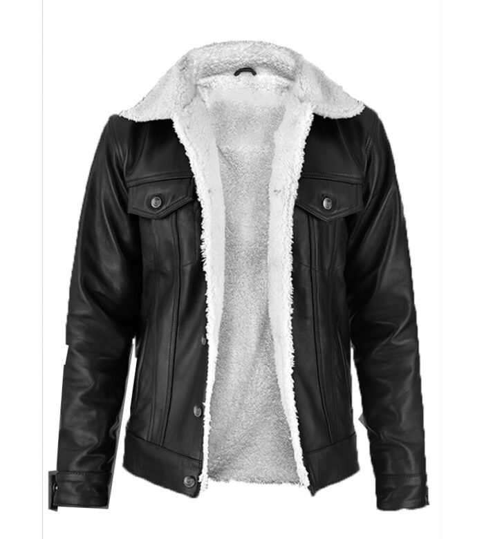 Francis Black And White Sherpa Leather Jacket