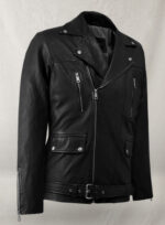 Furton Black Biker Leather Jacket