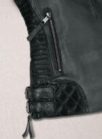 Haley Ray Black Quilted Biker Leather Jacket