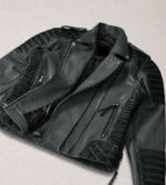 Haley Ray Black Quilted Biker Leather Jacket