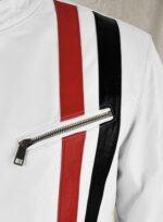 Henry Cafe Racer White with Color Stripe Leather Jacket