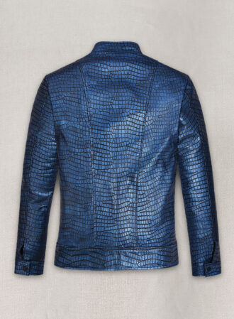 Hubert Croc Metallic Blue Leather Jacket