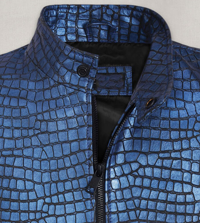 Hubert Croc Metallic Blue Leather Jacket