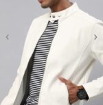 Jilda Castaneda Casual White Leather Jacket