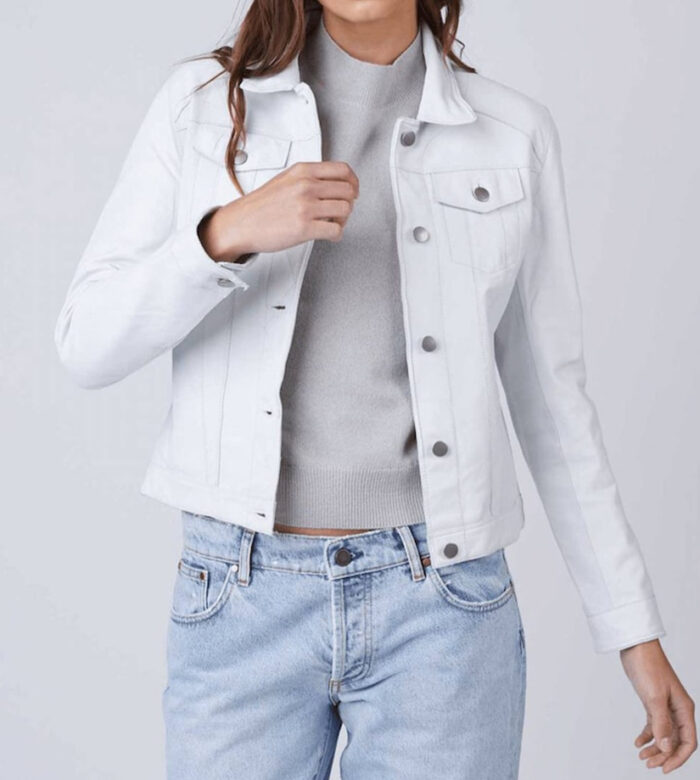 Lana White Trucker Leather Jacket