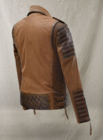 Nexi Tan Brown Moto Leather Jacket