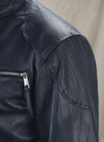 Noah Cafe Racer Blue Leather Jacket