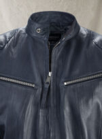 Noah Cafe Racer Blue Leather Jacket