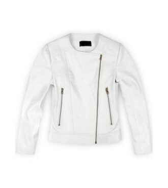 Norma Biker White Leather Jacket