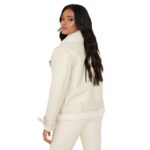 Rosyln Fur-Lined White Sherpa Leather Jacket