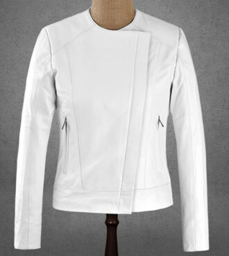 Rumella Lambskin White Leather Jacket