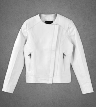 Rumella Lambskin White Leather Jacket