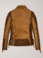 Savant Mustard Brown Distressed Biker Leather Jacket