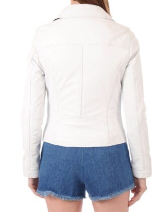 Selina Biker White Leather Jacket