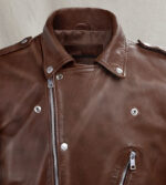 Sheriff Dark Brown Distressed Leather Jacket