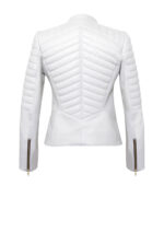 Stella Cafe Racer Quilted White Leather Jacket