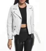 Zenith Biker White Leather Jacket