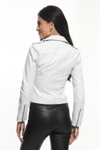 Zenith Biker White Leather Jacket