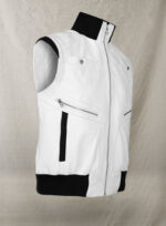 Atlas White Leather Biker Vest