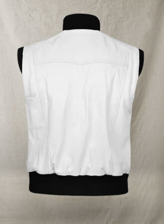 Atlas White Leather Biker Vest