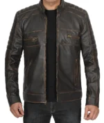 Alexander Dark Brown Cafe Racer Leather Jacket