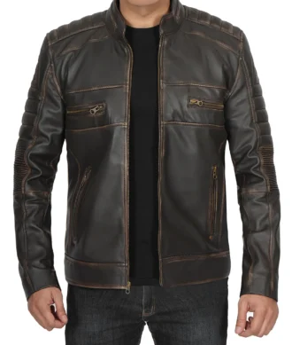 Alexander Dark Brown Cafe Racer Leather Jacket