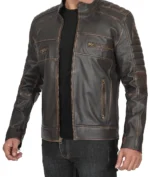 Alexander Dark Brown Cafe Racer Leather Jacket