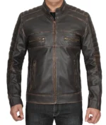 Alexander Dark Brown Cafe Racer Leather Jacket