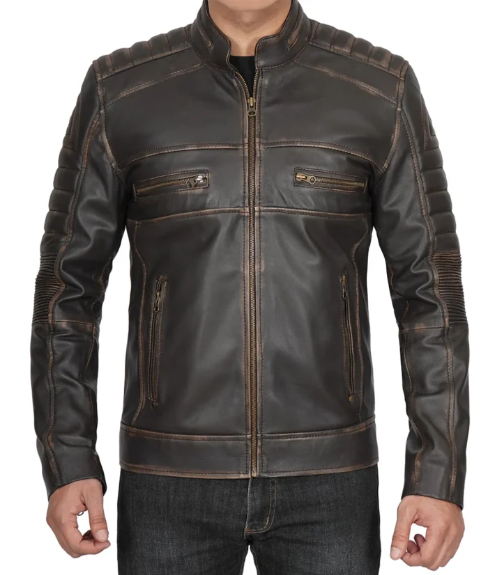 Alexander Dark Brown Cafe Racer Leather Jacket