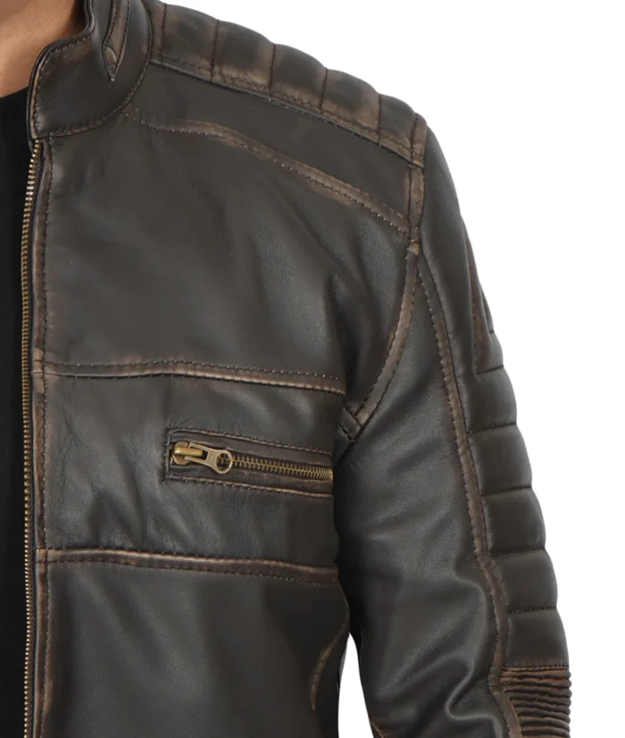 Alexander Dark Brown Cafe Racer Leather Jacket