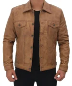 Asher Camel Brown Real Leather Jacket