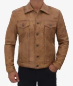 Asher Camel Brown Real Leather Jacket