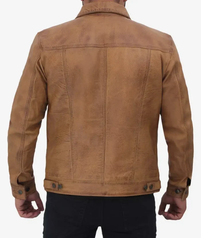 Asher Camel Brown Real Leather Jacket