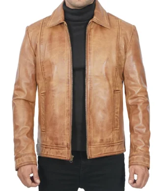 Daniel Camel Brown Vintage Leather Jacket