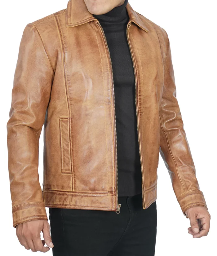 Daniel Camel Brown Vintage Leather Jacket