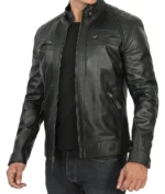 Drakeshire Black Biker Leather Jacket