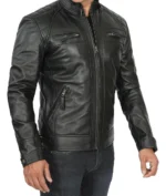 Drakeshire Black Biker Leather Jacket