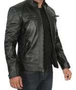 Drakeshire Black Biker Leather Jacket