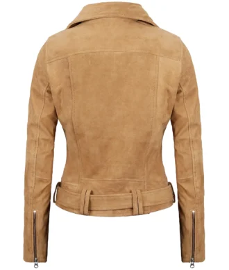 Hazel Asymmetrical Brown Suede Leather Jacket