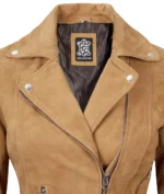 Hazel Asymmetrical Brown Suede Leather Jacket